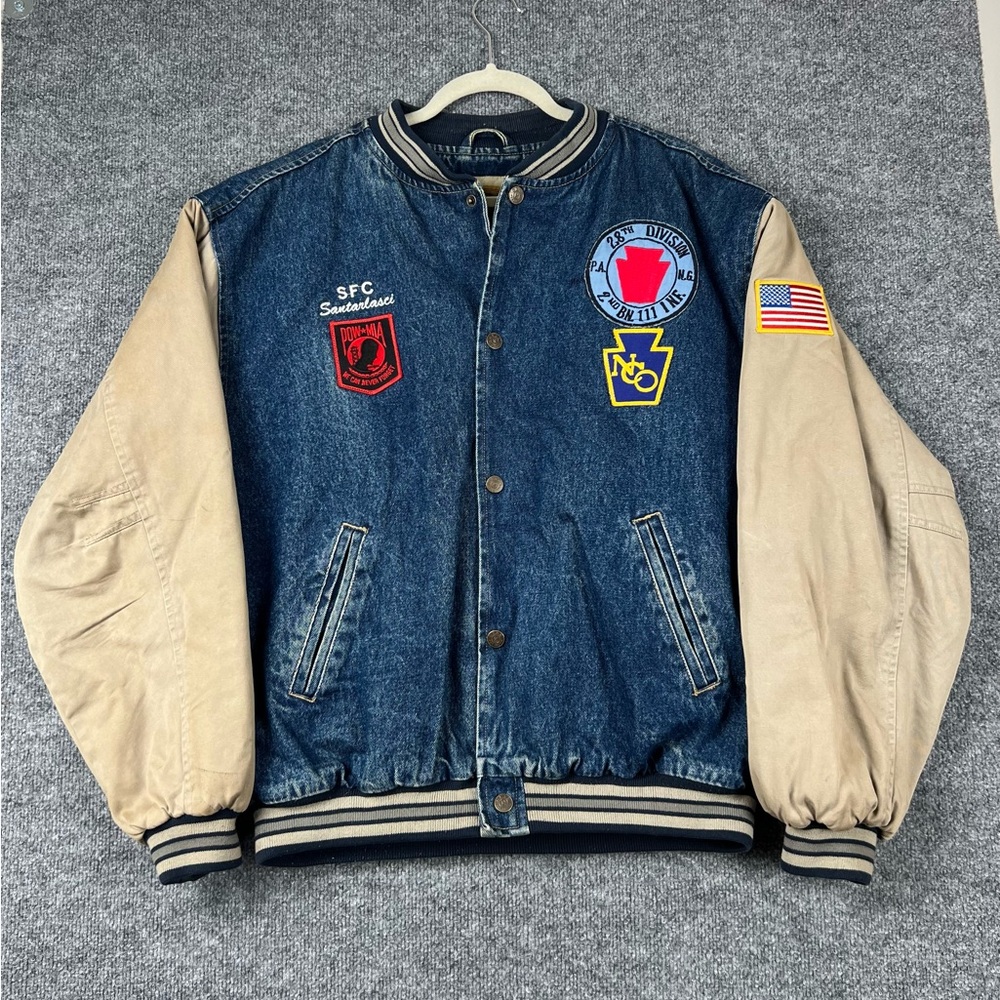 Vintage Gear for‎ Sports Bomber Jacket Denim XL  Patches 90s USA Army